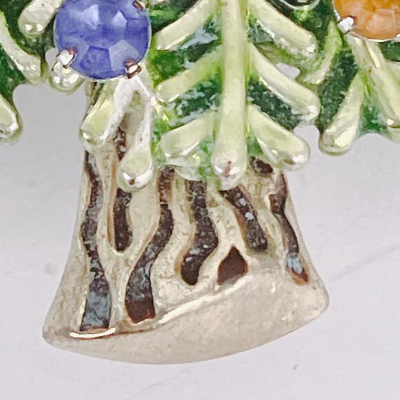 Signed Avon 2008 5th Annual Christmas Tree Brooch Green Enamel Rhinestones - Picture 6 of 11